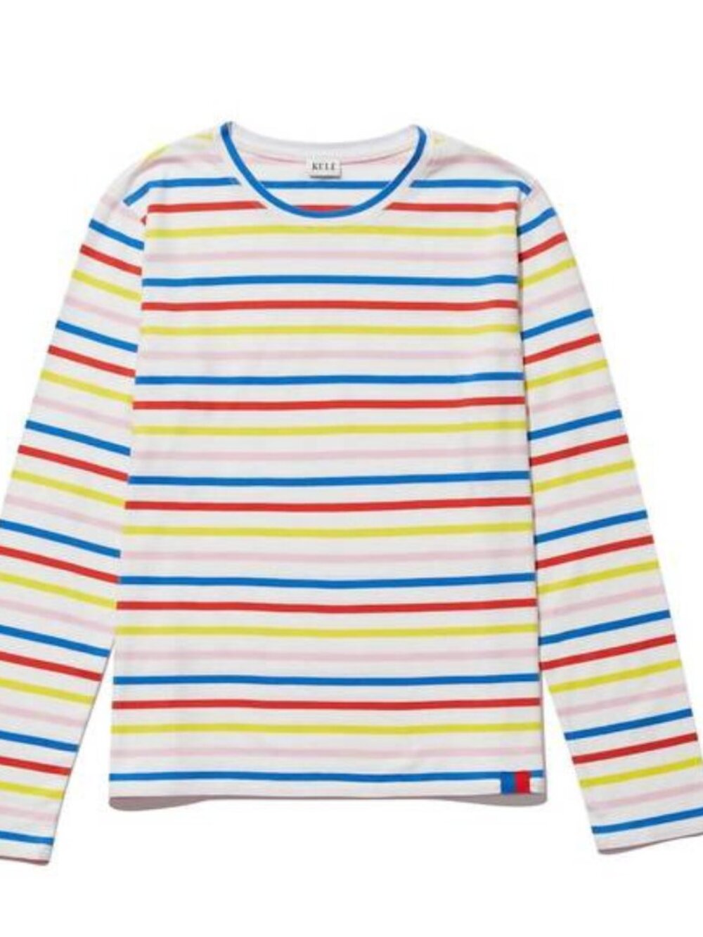 KULE The Modern Long Sleeve Striped Tee Rainbow White Size S